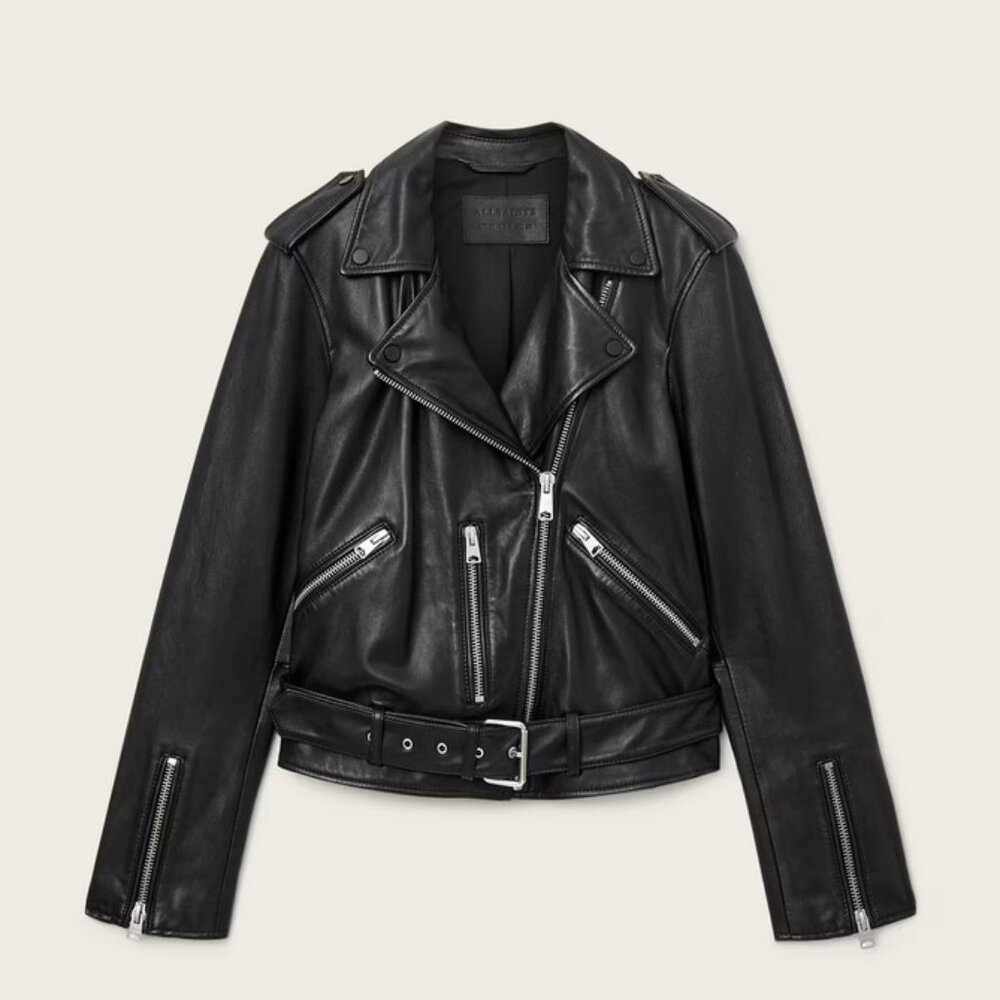AllSaints Balfern Leather Jacket in Black US 10